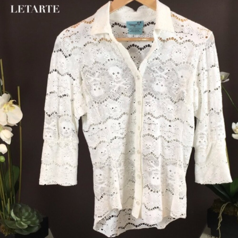 NWT!!!!  2-piece, Le Tarte Beach Pants and Top, Lace with Skull print - Picture 4 of 7